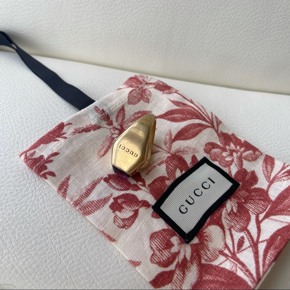 NEW GUCCI PURPLE STUDS MOTIF THICK PINKY RING M - Picture 6 of 8